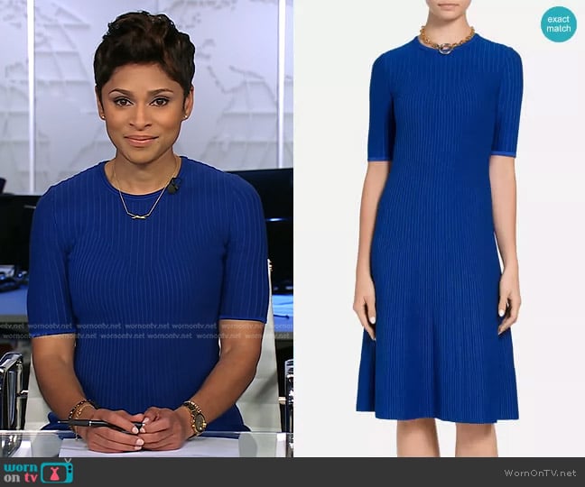 St John Collection Rib-Knit A-Line Dress worn by Jericka Duncan on CBS Evening News