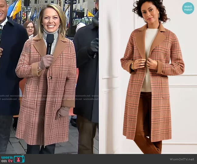 Talbots Wool Blend Coat in Campfire Plaid worn by Dylan Dreyer on Today
