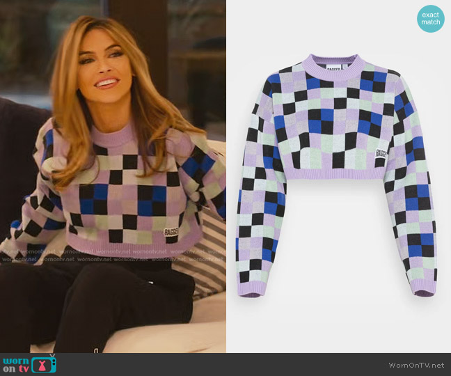The Ragged Priest Mainframe Checkered Sweater worn by Chrishell Stause on Selling Sunset