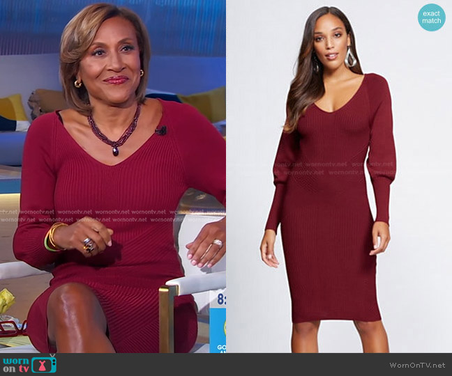New York & Company V-Neck Sweater Dress - Gabrielle Union Collection worn by Robin Roberts on Good Morning America