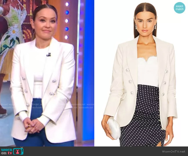 Veronica Beard Beacon Dickey Jacket in Ecru worn by Eva Pilgrim on Good Morning America