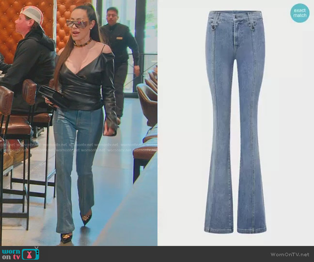 Veronica Beard Beverly High-Rise Skinny Flare Jeans worn by Angie Katsanevas on The Real Housewives of Salt Lake City