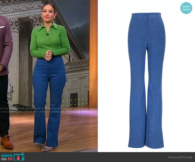 Veronica Beard Royce Stretch Cotton Pants worn by Eva Pilgrim on Good Morning America