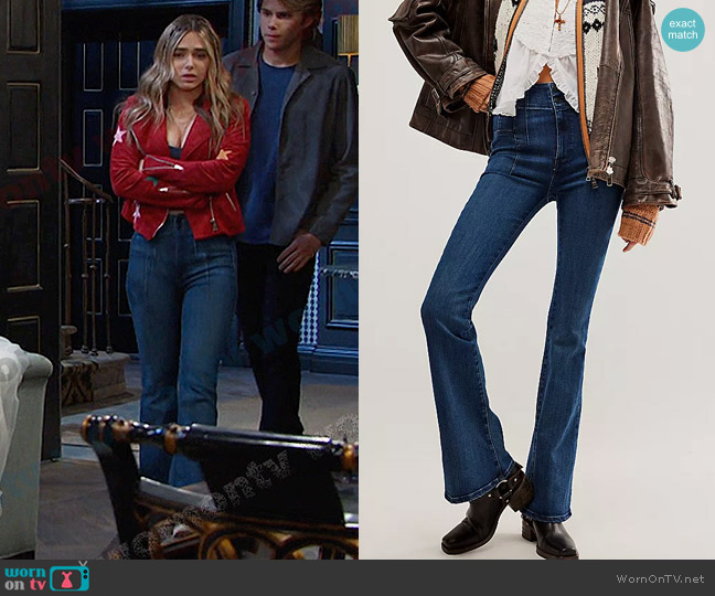 We The Free Jayde Flare Jeans in Night Sky worn by Holly Jonas  (Ashley Puzemis) on Days of our Lives