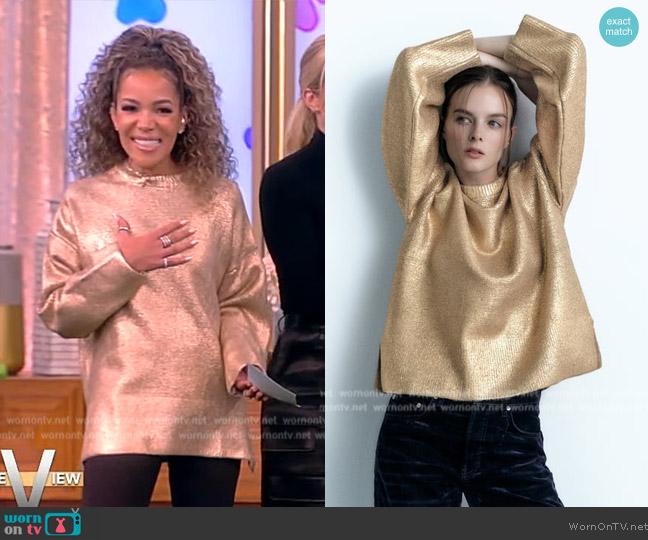 Zara Oversized Metallic Knit Sweater worn by Sunny Hostin on The View