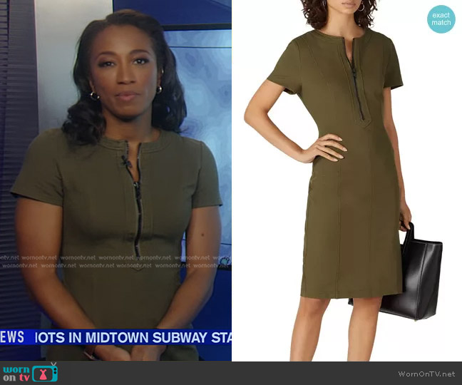 Toccin Zip Front Dress in Olive worn by Brittany Bell on Good Morning America