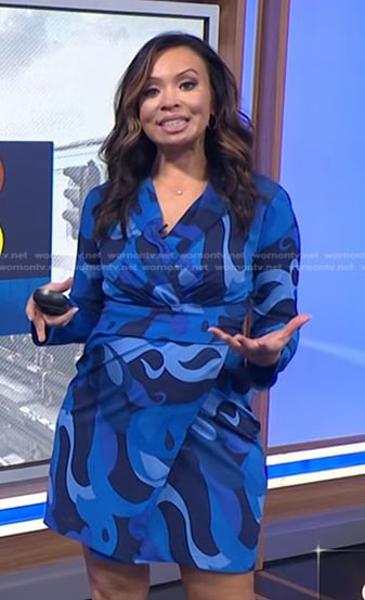 Adelle’s blue printed wrap dress on Today