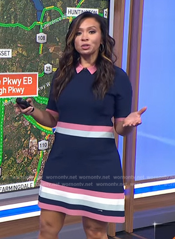 Adelle’s blue stripe trim dress on Today