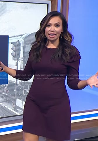 Adelle’s purple pleated shoulder dress on Today