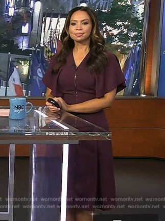 Adelle’s burgundy zip down dress on Today