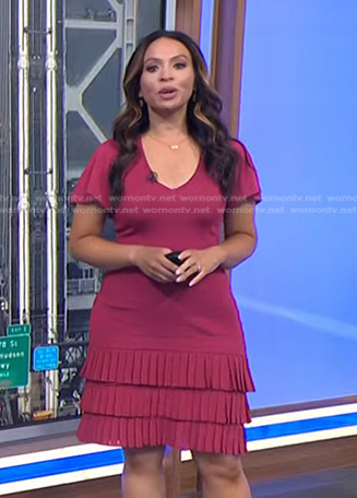 Adelle’s pink tiered pleated hem dress on Today