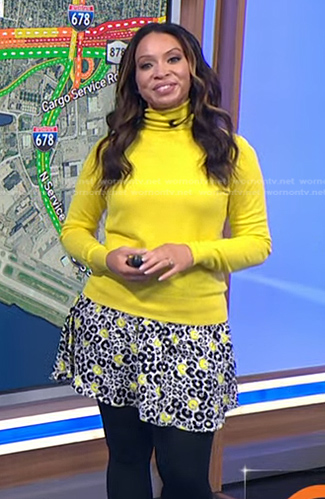 Adelle’s yellow turtleneck sweater and floral skirt on Today