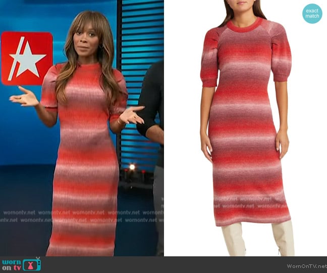 Adelyn Rae Lauren Ombré Midi Sweater Dress worn by Zuri Hall on Access Hollywood