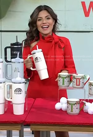 Adrianna’s red tie neck dress on Today