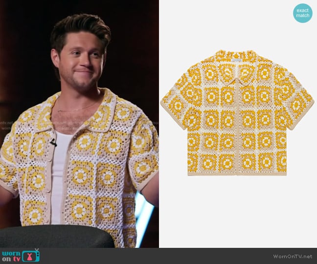 No Maintenance Floral Crochet Shirt in Yellow worn by Niall Horan on The Voice