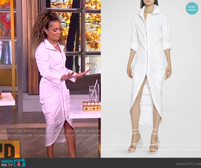 Alaia Poplin Gathered Zip-Front Midi Dress worn by Sunny Hostin on The View