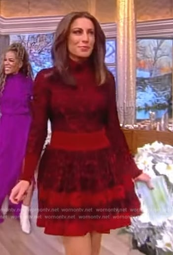 Alyssa’s red long sleeve mini dress on The View