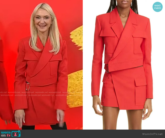 A.L.C. Reeve Asymmetric Jacket in Ruby worn by Zanna Roberts Rassi on Today