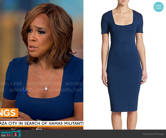 A.L.C. Williamson Dress in Azure worn by Gayle King on CBS Mornings