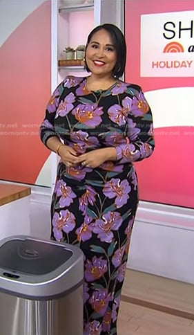 Alejandra’s black and purple floral dress on Today