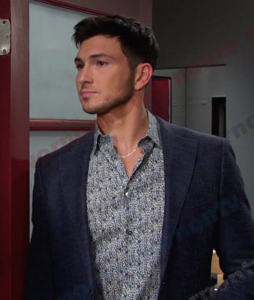 Alex’s blue floral button down shirt on Days of our Lives