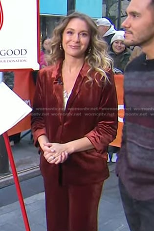 Alexa PenaVega’s brown velvet blazer and pants on Today