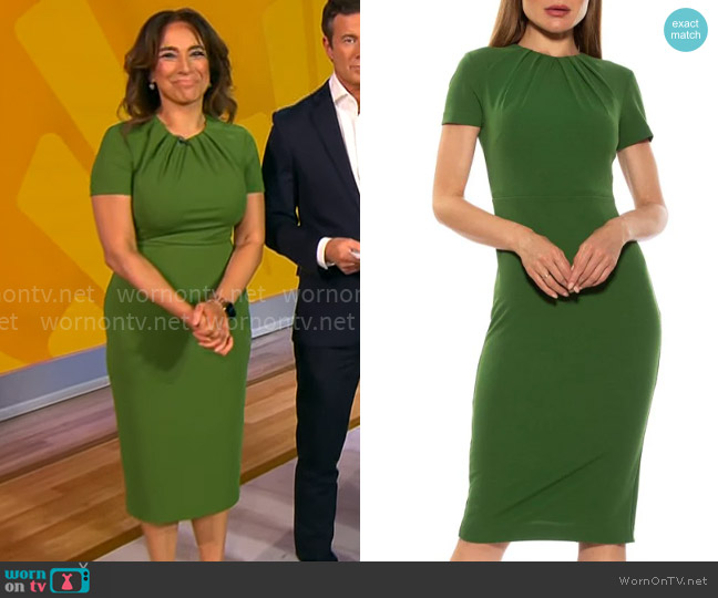 Alexia Admor Quinn Dress in Sage worn by Michelle Miller on CBS Mornings