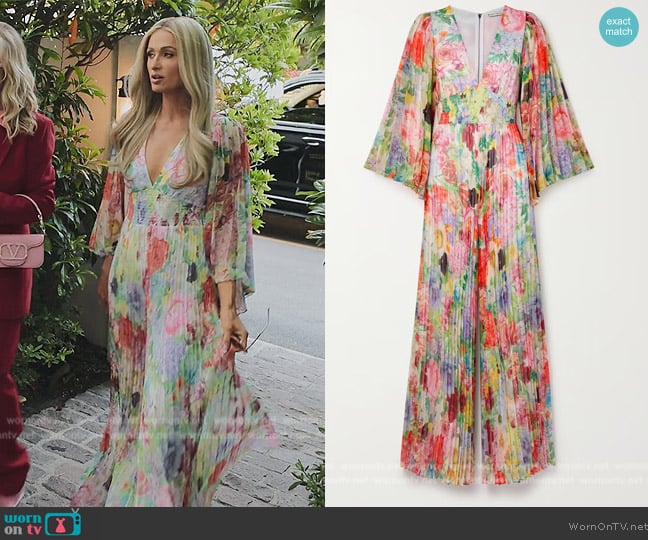 Alice + Olivia Bennet pleated jumpsuit worn by (Paris Hilton) on The Kardashians
