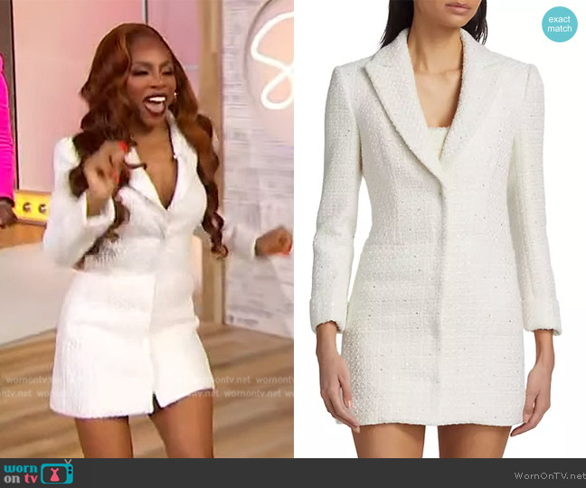 Alice + Olivia Justin Tweed Blazer Minidress worn by Candiace Dillard Bassett on Sherri