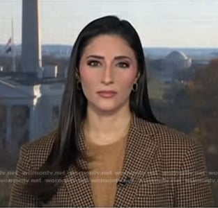 Allie Raffa’s brown houndstooth blazer on NBC News Daily