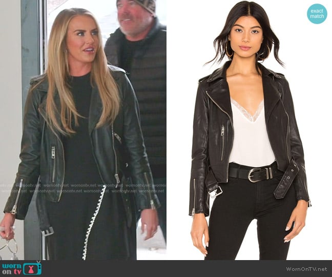 All Saints Balfern Leather Biker Jacket worn by Whitney Rose on The Real Housewives of Salt Lake City