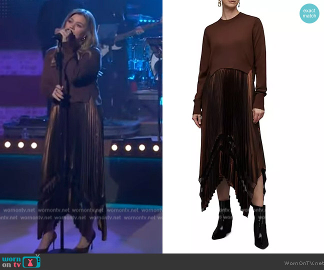 All Saints by All Saints Sadie Foil Dress worn by Kelly Clarkson on The Kelly Clarkson Show