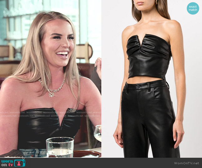 Alix NYC Portia Strapless Vegan Leather Top worn by Whitney Rose on The Real Housewives of Salt Lake City