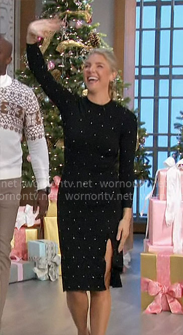 Amanda’s black crystal studded dress on The Talk