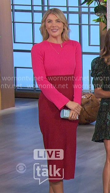 Amanda’s pink and red colorblock  on The Talk