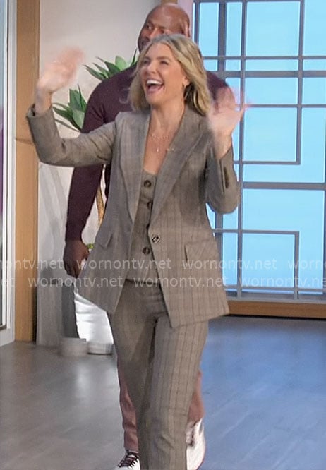 Amanda’s plaid top and suit on The Talk