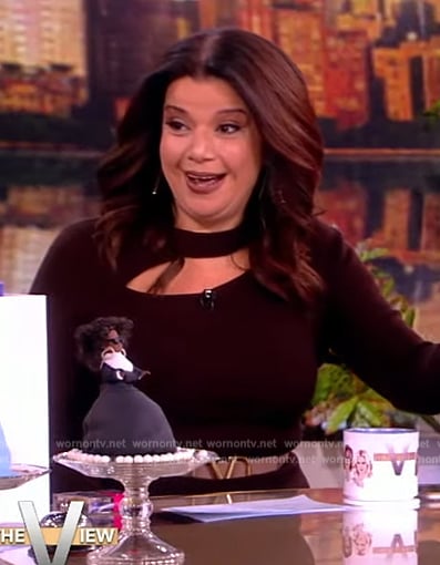 Ana’s brown slash cutout sweater on The View