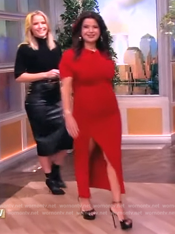 Ana’s red ruched side dress on The View
