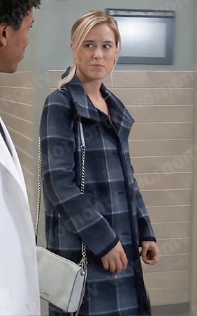 Andrea’s blue plaid coat on General Hospital