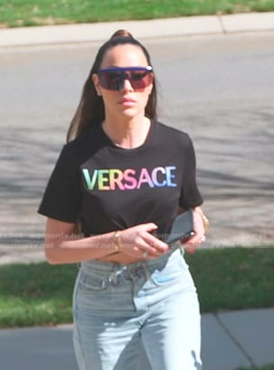 Angie’s black Versace tee on The Real Housewives of Salt Lake City