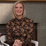 Ann Romney’s black and yellow floral print dress on CBS Evening News