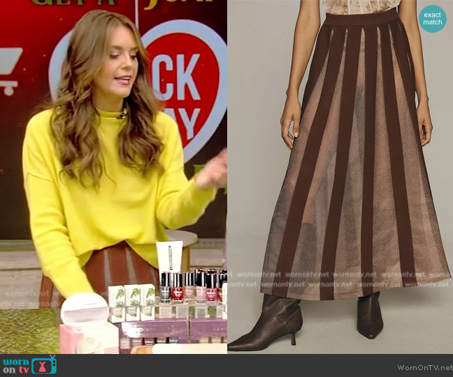 Anthropologie Sheer Pleated Maxi Skirt worn by Monica Mangin on Live with Kelly and Mark