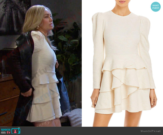 Aqua Boucle Short Mini Dress worn by Theresa Donovan (Emily O'Brien) on Days of our Lives