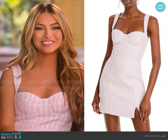 Barbie the Movie x Aqua Checked Bustier Mini Dress worn by Chrishell Stause on Selling Sunset