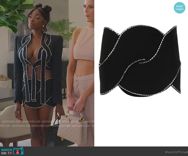 Area Crystal Rope miniskirt worn by Chelsea Lazkani on Selling Sunset