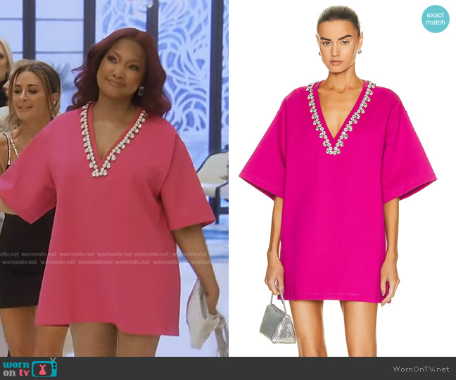 Area V-Neck Crystal T-Shirt Dress worn by Garcelle Beauvais on The Real Housewives of Beverly Hills
