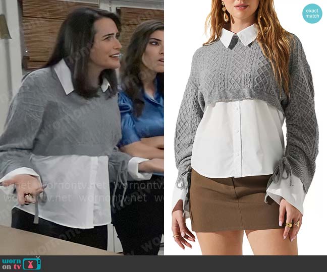 ASTR The Label Carol Mixed Media Sweater worn by Lois Cerullo (Rena Sofer) on General Hospital