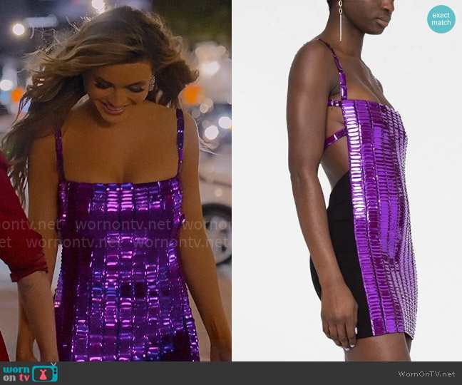 The Attico Rue Dress in Purple worn by Chrishell Stause on Selling Sunset
