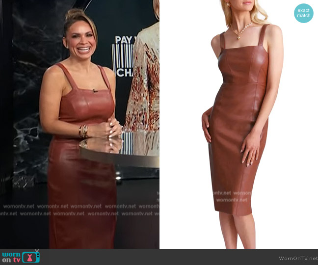 Avec Les Filles Faux-Ever Leather Sheath Dress worn by Carolina Bermudez on E! News