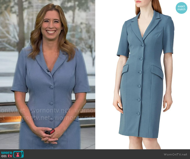 Badgley Mischka Blue Blazer Dress worn by Stephanie Abrams on CBS Mornings